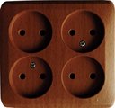 Schneider Electric Этюд PA16-205T Розетка четырехместная без заземляющего контакта (16 А, в сборе, открытая установка, бук)