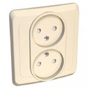 Schneider Electric Этюд PC16-006K Розетка двойная со шторками (16 А, в сборе, скрытая установка, кремовая)
