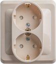 Schneider Electric Этюд PC16-008K Розетка двойная с заземляющим контактом и шторками (16 А, в сборе, скрытая установка, кремовая)