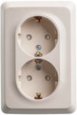 Schneider Electric Этюд PC16-108K Розетка двойная с заземляющим контактом и шторками (16 А, в сборе, скрытая установка, кремовая)