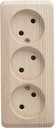 Schneider Electric Этюд PA16-009D Розетка тройная без заземляющего контакта (16 А, в сборе, открытая установка, сосна)