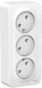 Schneider Electric Этюд PA16-010B Розетка тройная со шторками (16 А, в сборе, открытая установка, шторки, белая)