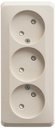 Schneider Electric Этюд PA16-010K Розетка тройная со шторками (16 А, в сборе, открытая установка, шторки, кремовая)