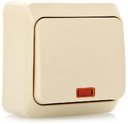 Schneider Electric Этюд KA10-002K Выключатель однокнопочный с подсветкой (10 А, в сборе, открытая установка, кремовый)