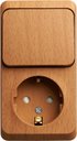 Schneider Electric Этюд BPA16-201T Блок комбинированный (1 кл.+1 роз., 10+16 А, в сборе, открытая установка, з/к, шторки, бук)
