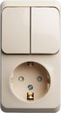 Schneider Electric Этюд BPA16-202K Блок комбинированный (2 кл.+1 роз., 10+16 А, в сборе, открытая установка, з/к, шторки, кремовый)