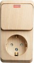 Schneider Electric Этюд BPA16-203D Блок комбинированный (1 кл.+1 роз., 10+16 А, в сборе, открытая установка, з/к, подсветка, шторки, сосна)
