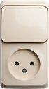 Schneider Electric Этюд BPA16-204K Блок комбинированный (1 кл.+1 роз., 10+16 А, в сборе, открытая установка, кремовый)
