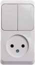 Schneider Electric Этюд BPA16-205B Блок комбинированный (2 кл.+1 роз., 10+16 А, в сборе, открытая установка, белый)