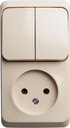 Schneider Electric Этюд BPA16-205K Блок комбинированный (2 кл.+1 роз., 10+16 А, в сборе, открытая установка, кремовый)