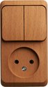 Schneider Electric Этюд BPA16-205T Блок комбинированный (2 кл.+1 роз., 10+16 А, в сборе, открытая установка, бук)
