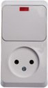 Schneider Electric Этюд BPA16-206B Блок комбинированный (1 кл.+1 роз., 10+16 А, в сборе, подсветка, открытая установка, белый)