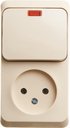 Schneider Electric Этюд BPA16-206K Блок комбинированный (1 кл.+1 роз., 10+16 А, в сборе, подсветка, открытая установка, кремовый)
