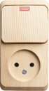 Schneider Electric Этюд BPA16-206D Блок комбинированный (1 кл.+1 роз., 10+16 А, в сборе, подсветка, открытая установка, сосна)