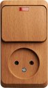 Schneider Electric Этюд BPA16-206T Блок комбинированный (1 кл.+1 роз., 10+16 А, в сборе, подсветка, открытая установка, бук)
