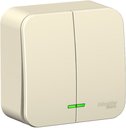 Schneider Electric Blanca BLNVA105102 Выключатель двухклавишный с подсветкой (10 А, в сборе, открытая установка, молоко)