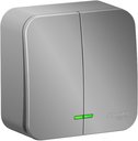 Schneider Electric Blanca BLNVA105103 Выключатель двухклавишный с подсветкой (10 А, в сборе, открытая установка, алюминий)