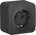 Schneider Electric Blanca BLNRA010116 Розетка одинарная с заземляющим контактом и изоляционной пластиной (16 А, в сборе, открытая установка, антрацит)