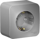 Schneider Electric Blanca BLNRA011113 Розетка одинарная с заземляющим контактом и изоляционной пластиной (16 А, в сборе, шторки, открытая установка, алюминий)