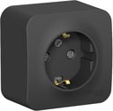 Schneider Electric Blanca BLNRA011116 Розетка одинарная с заземляющим контактом и изоляционной пластиной (16 А, в сборе, шторки, открытая установка, антрацит)