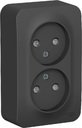 Schneider Electric Blanca BLNRA001216 Розетка двойная с изоляционной пластиной (16 А, в сборе, шторки, открытая установка, антрацит)