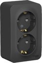 Schneider Electric Blanca BLNRA010216 Розетка двойная с заземляющим контактом и изоляционной пластиной (16 А, в сборе, открытая установка, антрацит)