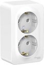 Schneider Electric Blanca BLNRA011211 Розетка двойная с заземляющим контактом и изоляционной пластиной (16 А, в сборе, шторки, открытая установка, белая)