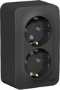 Schneider Electric Blanca BLNRA011216 Розетка двойная с заземляющим контактом и изоляционной пластиной (16 А, в сборе, шторки, открытая установка, антрацит)