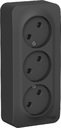 Schneider Electric Blanca BLNRA000316 Розетка тройная с изоляционной пластиной (16 А, в сборе, открытая установка, антрацит)