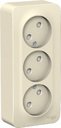 Schneider Electric Blanca BLNRA001312 Розетка тройная с изоляционной пластиной (16 А, в сборе, шторки, открытая установка, молоко)