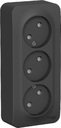 Schneider Electric Blanca BLNRA001316 Розетка тройная с изоляционной пластиной (16 А, в сборе, шторки, открытая установка, антрацит)
