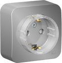 Schneider Electric Blanca BLNRA111113 Розетка одинарная с заземляющим контактом и изоляционной пластиной (16 А, в сборе, шторки, открытая установка, алюминий)