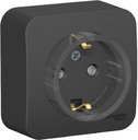 Schneider Electric Blanca BLNRA111116 Розетка одинарная с заземляющим контактом и изоляционной пластиной (16 А, в сборе, шторки, открытая установка, антрацит)