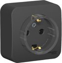 Schneider Electric Blanca BLNRA110116 Розетка одинарная с заземляющим контактом и изоляционной пластиной (16 А, в сборе, открытая установка, антрацит)