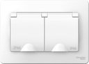 Schneider Electric Blanca BLNRS441121 Розетка двойная с заземляющим контактом (16 А, IP44, в сборе, шторки, крышка, скрытая установка, белая)
