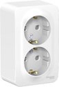 Schneider Electric Blanca BLNRA011221 Розетка двойная с заземляющим контактом и монтажной пластиной (16 А, в сборе, шторки, открытая установка, белая)