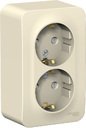 Schneider Electric Blanca BLNRA011222 Розетка двойная с заземляющим контактом и монтажной пластиной (16 А, в сборе, шторки, открытая установка, молоко)