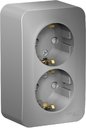 Schneider Electric Blanca BLNRA011223 Розетка двойная с заземляющим контактом и монтажной пластиной (16 А, в сборе, шторки, открытая установка, алюминий)