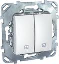 Schneider Electric Unica MGU5.207.18ZD Выключатель для жалюзи двухклавишный (10 А, без фиксации, под рамку, скрытая установка, белый)
