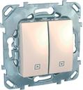 Schneider Electric Unica MGU5.208.25ZD Выключатель для жалюзи двухклавишный (10 А, с фиксацией, под рамку, скрытая установка, бежевый)