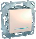 Schneider Electric Unica MGU5.206.25NZD Выключатель-кнопка одноклавишный с подсветкой (10 А, под рамку, скрытая установка, бежевый)