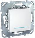 Schneider Electric Unica MGU5.206.18NZD Выключатель-кнопка одноклавишный с подсветкой (10 А, под рамку, скрытая установка, белый)