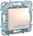 Schneider Electric Unica MGU5.203.25NZD Переключатель одноклавишный с синей подсветкой (10 А, под рамку, скрытая установка, бежевый)