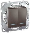 Schneider Electric Unica Top MGU5.0101.12NZD Выключатель двухклавишный с подсветкой (10 А, под рамку, 2Р, скрытая установка, графит)