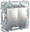 Schneider Electric Unica Top MGU5.0303.30NZD Переключатель двухклавишный с подсветкой (10 А, под рамку, скрытая установка, алюминий)