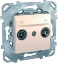 Schneider Electric Unica MGU5.453.25ZD Розетка телевизионная проходная (TV+Radio, под рамку, скрытая установка, бежевая)