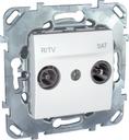 Schneider Electric Unica MGU5.456.18ZD Розетка телевизионная проходная (TV/Radio+SAT, под рамку, скрытая установка, белая)