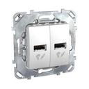 Schneider Electric Unica MGU5.928.18ZD Розетка USB (2xUSB, под рамку, скрытая установка, белая)