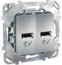 Schneider Electric Unica Top MGU5.928.30ZD Розетка USB (2xUSB, под рамку, скрытая установка, алюминий)