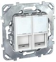 Schneider Electric Unica MGU5.2020.18ZD Розетка компьютерная (2xRJ45, cat.5e, под рамку, скрытая установка, белая)